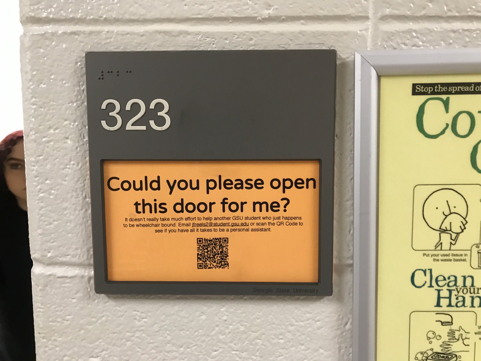  Unused frames outside every Georgia State University classroom were the perfect medium to place a simple message and generate a solution to a complicated problem. 